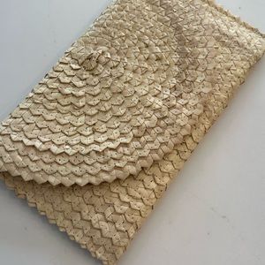 Woven Rattan Envelope Clutch
